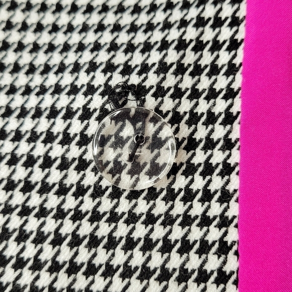 Vince Camuto Double Breasted Houndstooth Blazer Size 6 Flap Pockets Black White - Picture 4 of 10